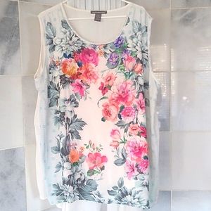 3X Summer Top White Pink Flowers Kate & Mallory Women's